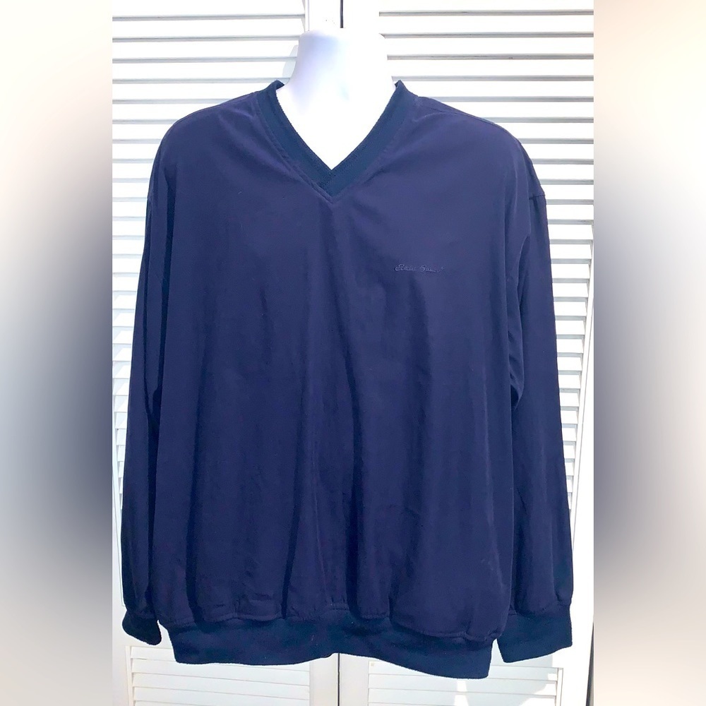 Eddie Bauer Golf Men’s Vintage Wind V neck wind sweatshirt blue Large